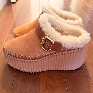 Chloe Nama Shearling Wedge